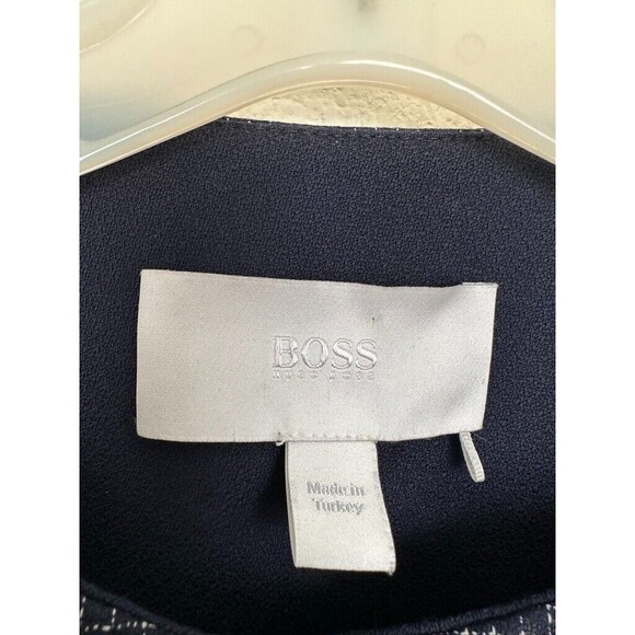 Boss Hugo Boss Women's Jutall Wool Jacket Snap Button Navy Blue Grid Size 14 - Picture 3 of 11